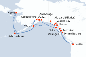 Itinéraire croisière Holland America Line au départ de Seattle