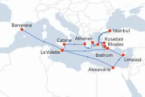 Itinéraire croisière Holland America Line au départ de Barcelone