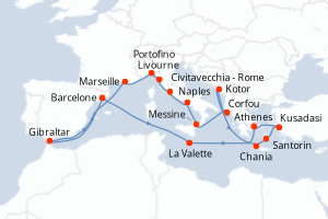 Itinéraire croisière Holland America Line au départ de Barcelone