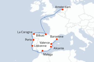 Itinéraire croisière Holland America Line au départ de Amsterdam