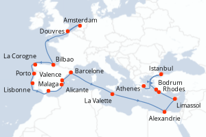 Itinéraire croisière Holland America Line au départ de Douvres