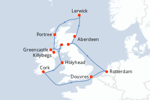 Itinéraire croisière Holland America Line au départ de Douvres