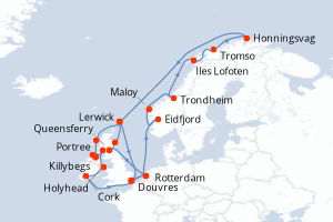 Itinéraire croisière Holland America Line au départ de Douvres