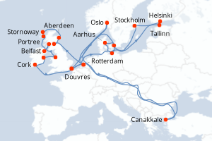 Itinéraire croisière Holland America Line au départ de Douvres