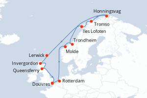 Itinéraire croisière Holland America Line au départ de Douvres