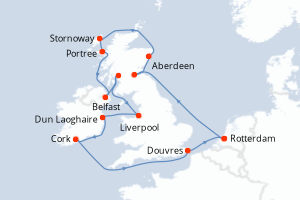 Itinéraire croisière Holland America Line au départ de Rotterdam