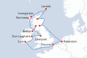 Itinéraire croisière Holland America Line au départ de Rotterdam