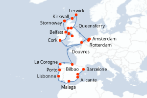 Itinéraire croisière Holland America Line au départ de Rotterdam