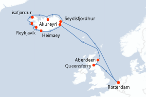 Itinéraire croisière Holland America Line au départ de Rotterdam