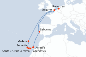 Itinéraire croisière Holland America Line au départ de Rotterdam