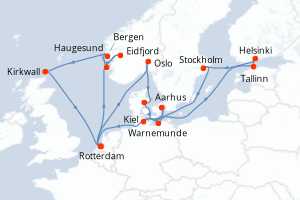 Itinéraire croisière Holland America Line au départ de Rotterdam