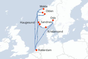 Itinéraire croisière Holland America Line au départ de Rotterdam