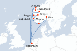 Itinéraire croisière Holland America Line au départ de Rotterdam