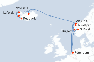 Itinéraire croisière Holland America Line au départ de Rotterdam