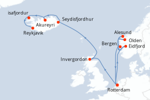 Itinéraire croisière Holland America Line au départ de Rotterdam