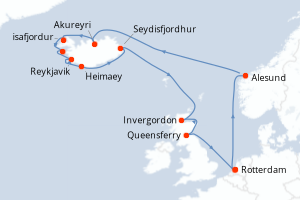 Itinéraire croisière Holland America Line au départ de Rotterdam