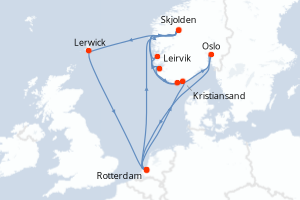 Itinéraire croisière Holland America Line au départ de Rotterdam