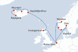 Itinéraire croisière Holland America Line au départ de Rotterdam