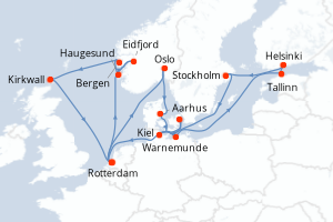 Itinéraire croisière Holland America Line au départ de Rotterdam