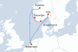 Itinéraire croisière Holland America Line au départ de Rotterdam