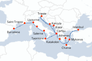 Itinéraire croisière Holland America Line au départ de Athenes