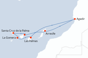 Itinéraire croisière Costa Croisières au départ de Las Palmas