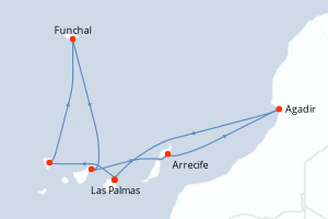 Itinéraire croisière Costa Croisières au départ de Las Palmas