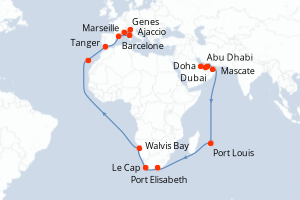 Itinéraire croisière Costa Croisières au départ de Doha