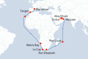 Itinéraire croisière Costa Croisières au départ de Abu Dhabi