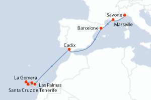 Itinéraire croisière Costa Croisières au départ de Savone