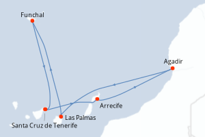 Itinéraire croisière Costa Croisières au départ de Santa Cruz de Tenerife