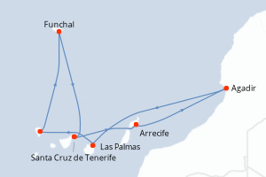 Itinéraire croisière Costa Croisières au départ de Santa Cruz de Tenerife