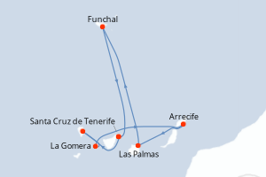 Itinéraire croisière Costa Croisières au départ de Santa Cruz de Tenerife