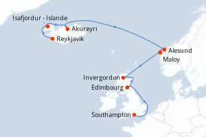 Itinéraire croisière Norwegian Cruise Line au départ de Reykjavik