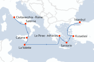 Itinéraire croisière Norwegian Cruise Line au départ de Civitavecchia - Rome