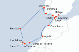 Itinéraire croisière Norwegian Cruise Line au départ de Lisbonne