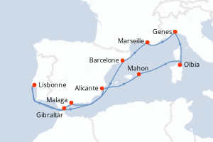 Itinéraire croisière MSC Croisières au départ de Lisbonne