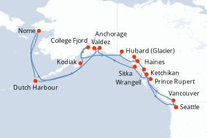 Itinéraire croisière Holland America Line au départ de Seattle