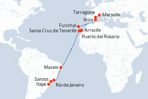 Itinéraire croisière MSC Croisières au départ de Itajai