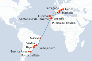 Itinéraire croisière MSC Croisières au départ de Buenos Aires