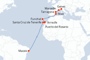 Itinéraire croisière MSC Croisières au départ de Maceio