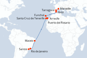 Itinéraire croisière MSC Croisières au départ de Santos