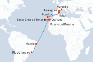 Itinéraire croisière MSC Croisières au départ de Rio de Janeiro