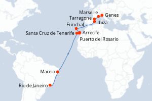 Itinéraire croisière MSC Croisières au départ de Rio de Janeiro