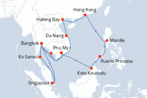 Itinéraire croisière Holland America Line au départ de Singapour