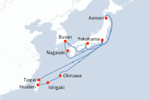 Itinéraire croisière Princess Cruises au départ de Yokohama