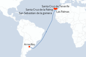 Itinéraire croisière CroisiEurope au départ de Santa Cruz de Tenerife