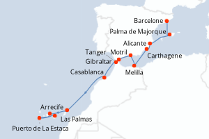 Itinéraire croisière Seabourn Cruise Line au départ de Barcelone