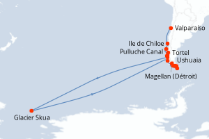 Itinéraire croisière Ponant au départ de Valparaíso