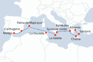 Itinéraire croisière Azamara au départ de Malaga